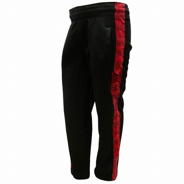 Photo1: TAPOUT Boy Jersey Pants Black/Red (1)