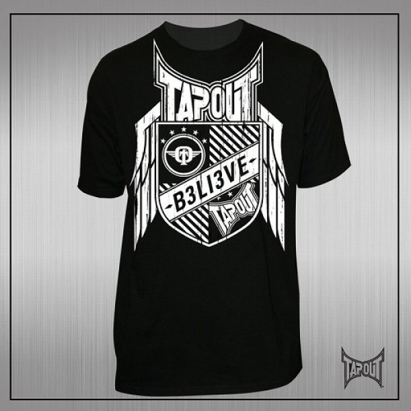 Photo1: TAPOUT T-shirts Defender Black/White (1)