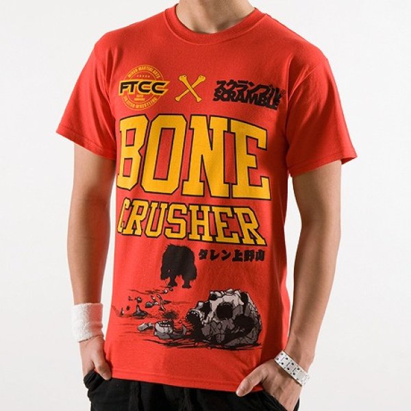 Photo1: Scramble T-shirts Bone Crusher Red (1)