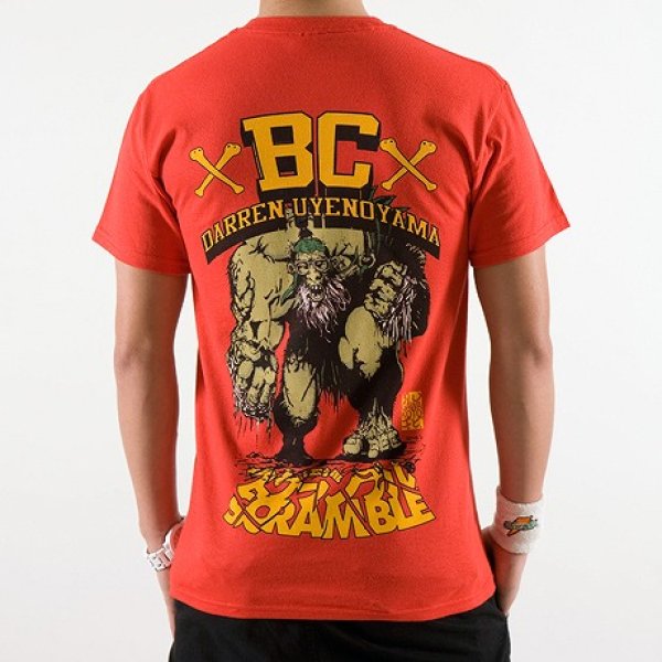 Photo2: Scramble T-shirts Bone Crusher Red  SALE (2)