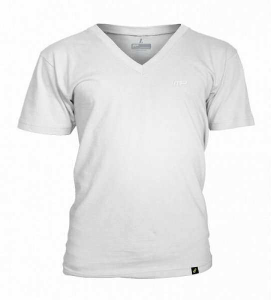 Photo1: Muscle Pharm　Tshirts V-Neck Embroidered White (1)
