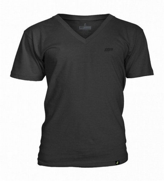 Photo1: Muscle Pharm　Tshirts V-Neck Embroidered　Black (1)