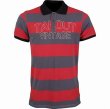 Photo1: TAPOUT Vintage Polo Shirt BAR STRIPE Charcoal/Red  SALE (1)