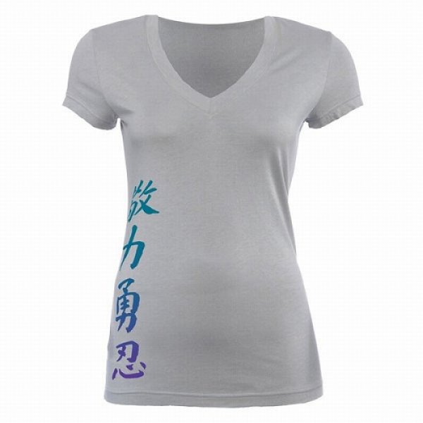 Photo2: JACO Ladys T-shirt Kanji 2 Performance V-Neck Grey  SALE (2)