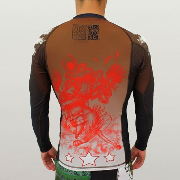 Photo2: Gawakoto RashGuard Gentle Chief Long Sleeve Brown  SALE (2)