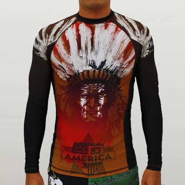 Photo1: Gawakoto RushGuard Gentle Chief Long Sleeve Brown (1)