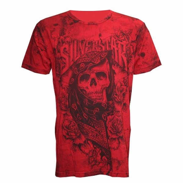 Photo1: Silver Star T-shirts Keffiyeh Red  SALE (1)