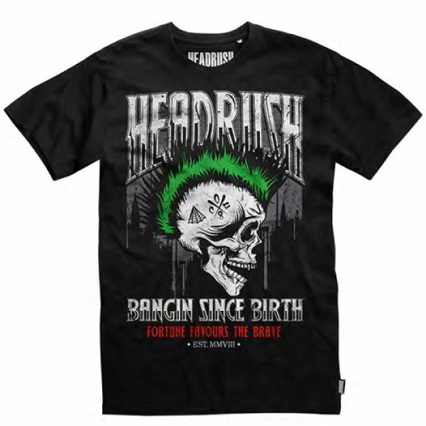Photo1: Headrush T-shirt Skull Hawk  Black (1)