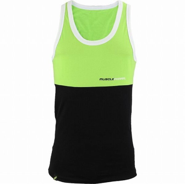 Photo1: Muscle Pharm Tank Top Stacked  Green/Black (1)
