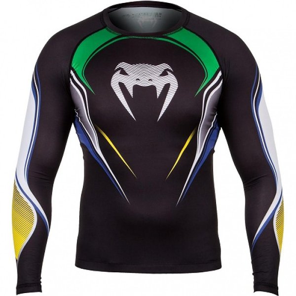 Photo1: VENUM Rashguard Brazilian Hero Long Sleeve Black/Yellow/Green/ (1)