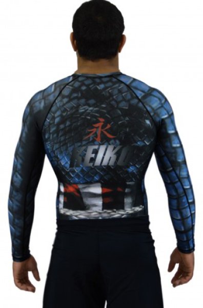 Photo2: KEIKO Rashguard STAR Long Sleeve Black/Blue  SALE (2)