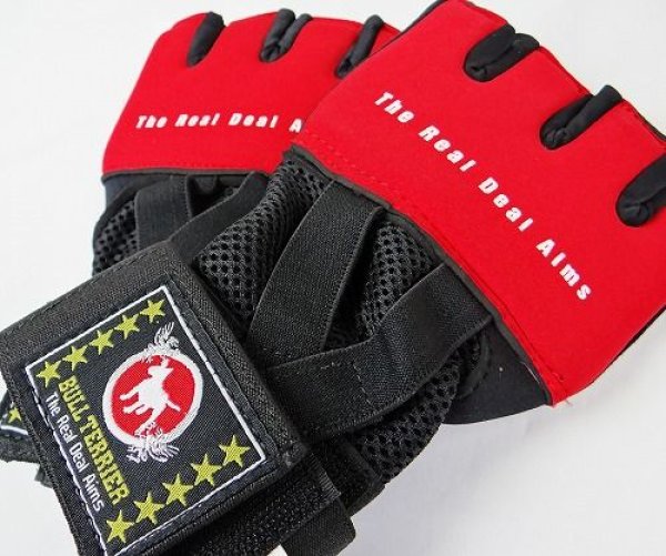 Photo1: BULLTERRIER Boxing Glove Wrap Black/Red (1)
