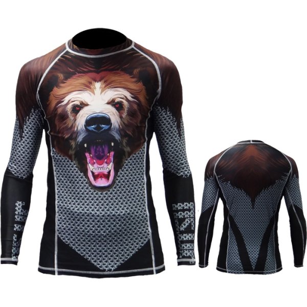 Photo1: Jitsu Rashguard Bear Long sleeve Black (1)