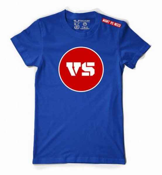 Photo1: WANT VS NEED T-shirt VS OG VERSUS LOGO Blue (1)