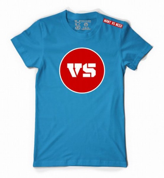 Photo1: WANT VS NEED T-shirt VS OG VERSUS LOGO Sky Blue (1)