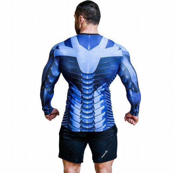 Photo2: Jitsu Rashguard Syberia long-sleeved Blue (2)