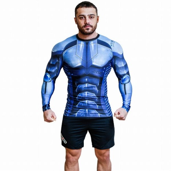 Photo1: Jitsu Rashguard Syberia long-sleeved Blue (1)