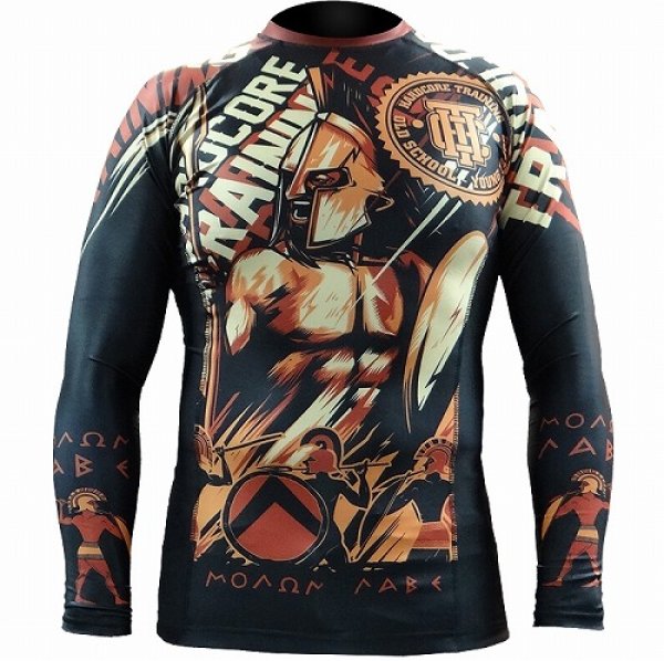 Photo1: HCT Rash guard Sparta long-sleeved  Black  (1)