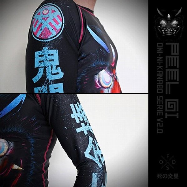Photo3: Peel Gi　Rashguard The demon gate V2.0 Long Sleeve Black  SALE (3)