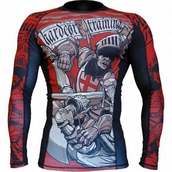 Photo1: HCT Rashguard KNIGHT CRUSH Long Sleeve Black/Red (1)