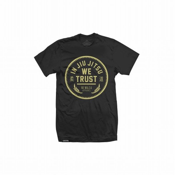 Photo1: Newaza Apparel T-Shirt IN JIU JITSU WE TRUST Black/Yellow (1)