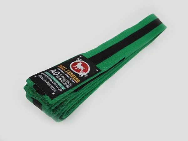 Photo1: BULLTERRIER  Jiu Jitsu Belt   Green/Black (1)