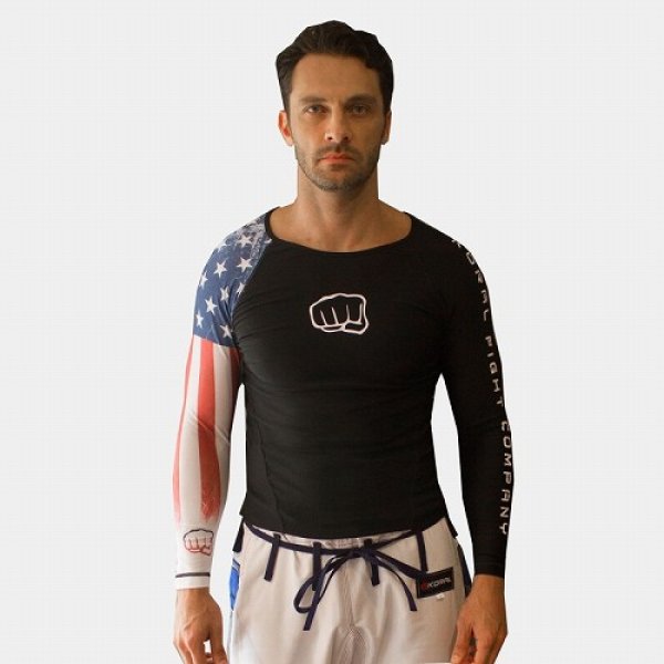 Photo1: KORAL Rashguard UNITED STATES Long Sleeve Black (1)