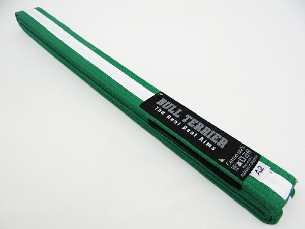 Photo1: BULLTERRIER Jiu Jitsu Belt 1.0 Green/White (1)