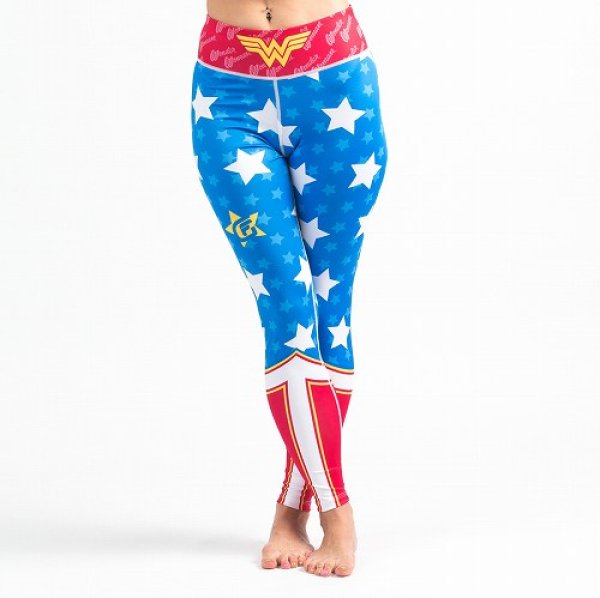 Photo3: FUSION Ladys legging Wonder Woman Light Blue/Red  SALE (3)