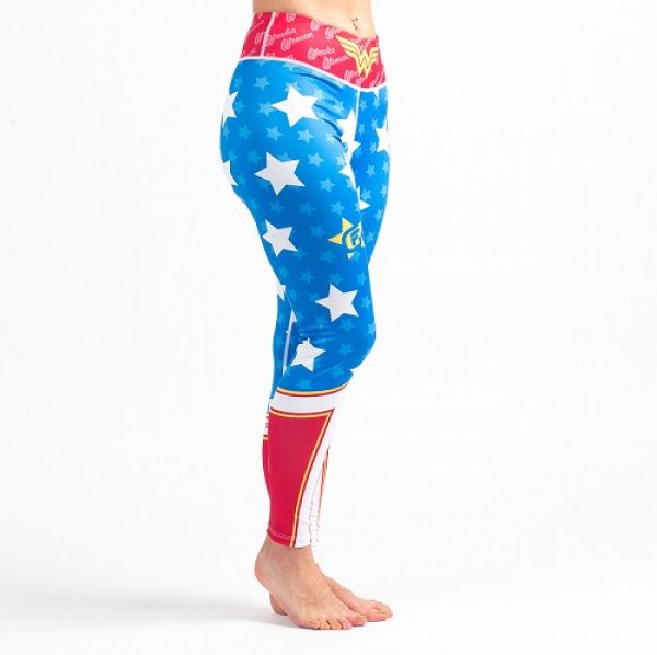 Photo2: FUSION Ladys legging Wonder Woman Light Blue/Red  SALE (2)