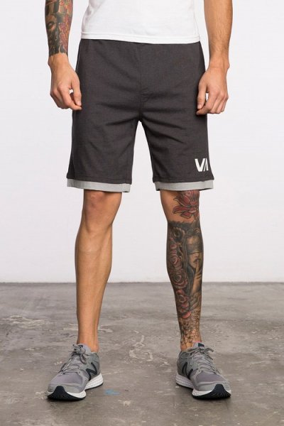 Photo1: RVCA Short LAYERS II Black Heather (1)