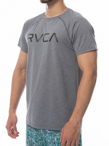 Photo2: RVCA Rashguard Short Sleeve MICRO MESH SS TEE Gray  Sale (2)
