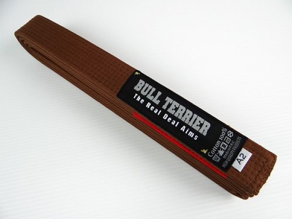 Photo1: BULLTERRIER Jiu Jitsu Belt 1.0 Brown Red Tag (1)