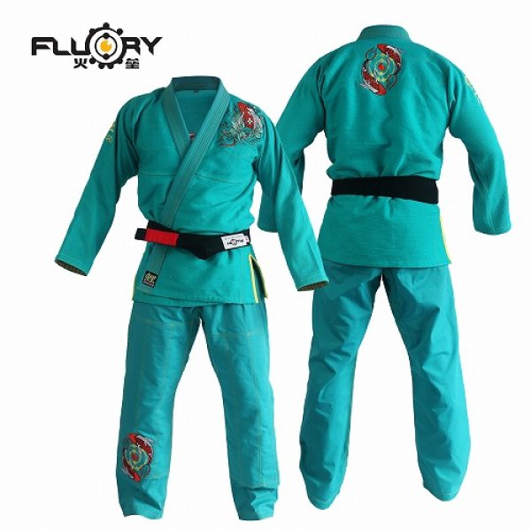 Photo1: FLUORY Lady`s Jiu Jitsu Gi KOI FISH Green (1)