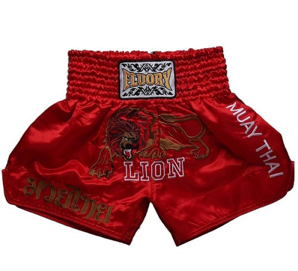 Photo1: FLUORY Muay Thai Shorts MTSF01 Red (1)