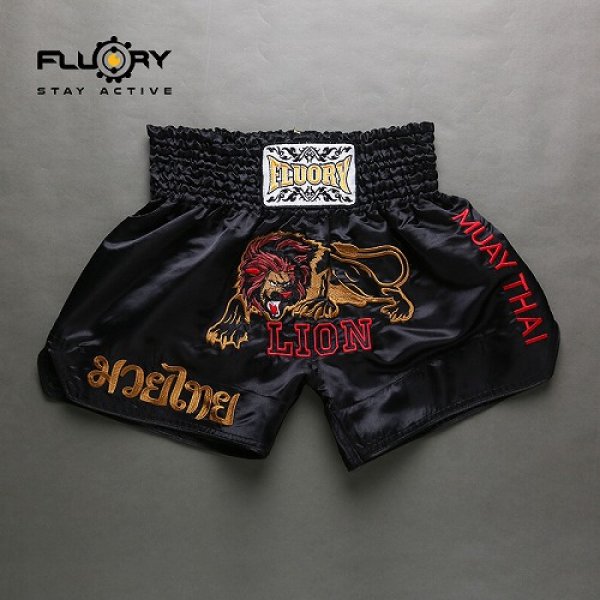 Photo1: FLUORY Muay Thai Shorts MTSF01 Black (1)