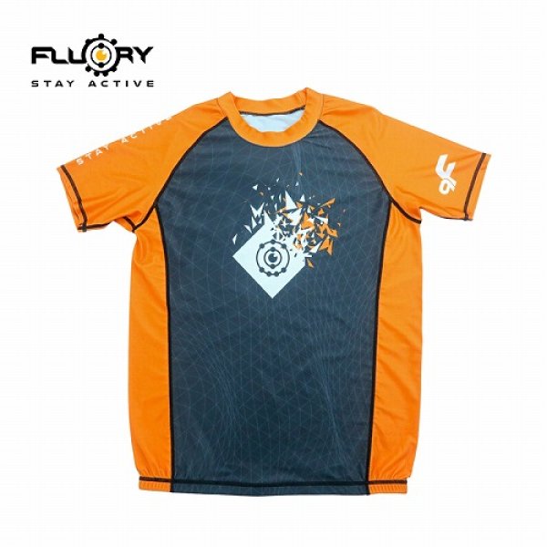 Photo4: FLUORY Rashguard Fluory Short Sleeve Black/Orange (4)