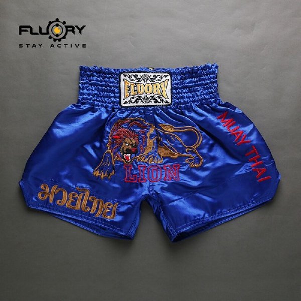 Photo1: FLUORY Muay Thai Shorts MTSF01 Blue (1)