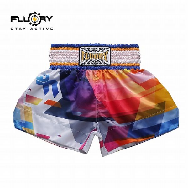 Photo1: FLUORY Muay Thai Shorts MTSF27 Red/Blue/White (1)