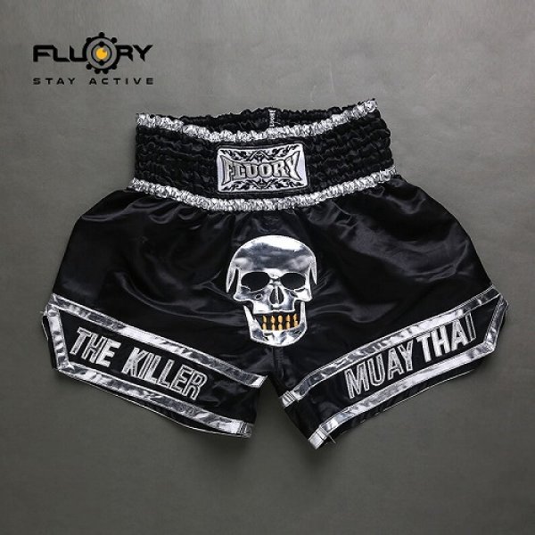Photo1: FLUORY Muay Thai Shorts MTSF13 Black (1)