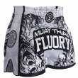 Photo2: FLUORY Muay Thai Shorts MTSF66 White/Black (2)