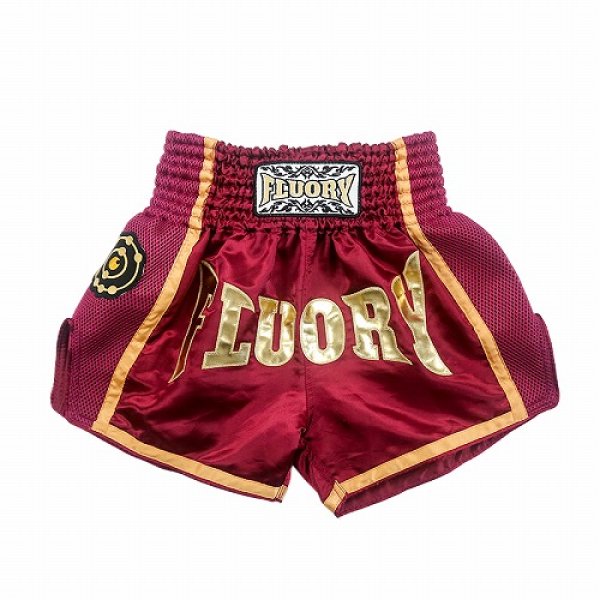 Photo1: FLUORY Muay Thai Shorts MTSF28 Wine Red (1)