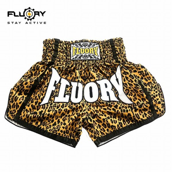 Photo1: FLUORY Muay Thai Shorts MTSF52 Leopard (1)