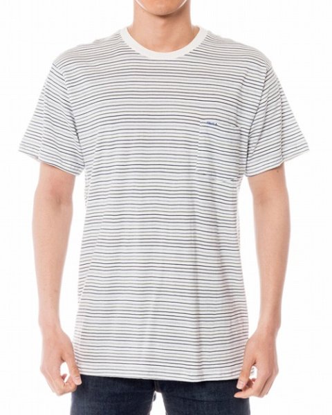 Photo1: RVCA T-Shirt WARREN STRIPED KNIT White (1)