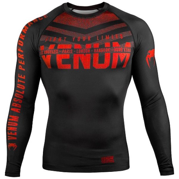 Photo1: VENUM Rashguard SIGNATURE Long Sleeve Black/Red (1)