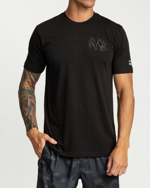 Photo1: RVCA T-Shirt DEFFER CHEST Black (1)