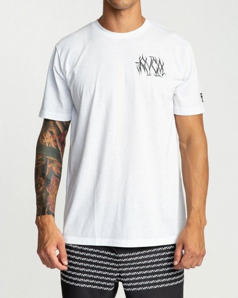 Photo1: RVCA T-Shirt DEFFER CHEST White (1)