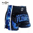Photo2: FLUORY Muay Thai Shorts MTSF65 Black/Blue (2)
