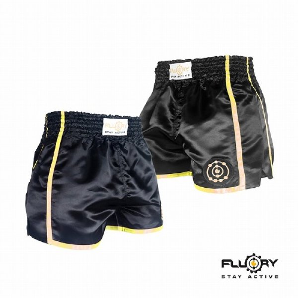 Photo1: FLUORY Muay Thai Shorts MTSF37 Black (1)