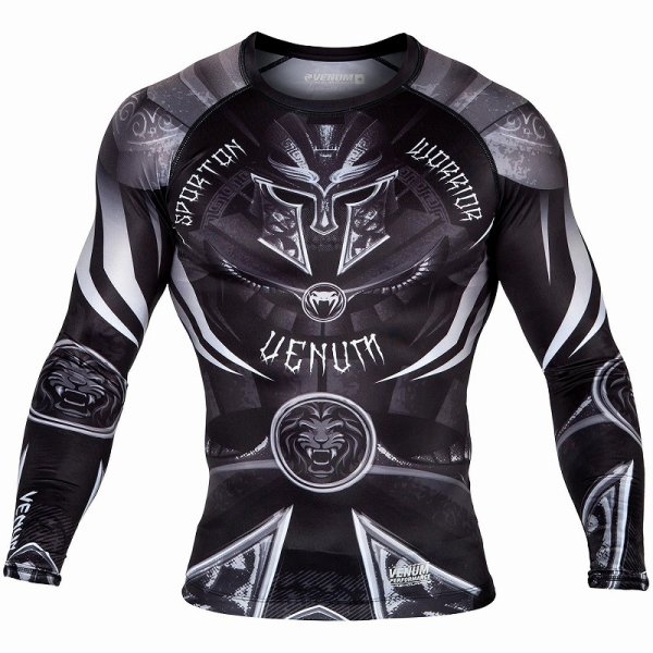 Photo1: VENUM Rashguard GLADIATOR3.0 Long Sleeve Black/White (1)